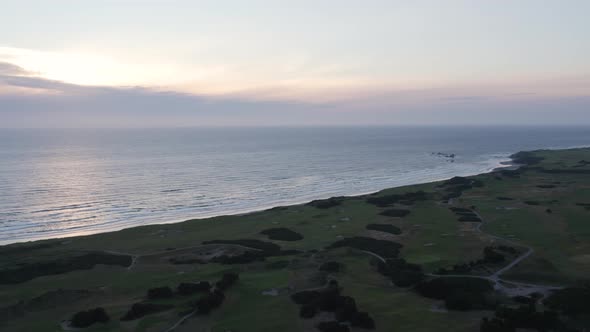 Gorgeous Sunset over the Links at Bandon Dunes Golf Course on Oregon Coast