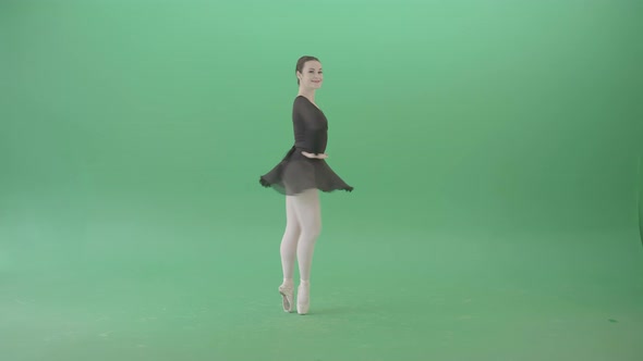 Ballet Art Ballerina Girl Spinning In Dance On Green Screen