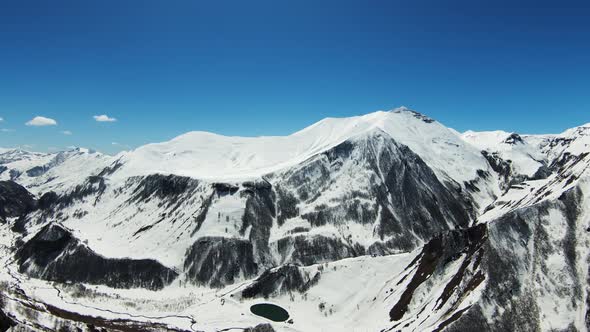 Aerial View of Beautiful Snowy Mountains in Gudauri Georgia