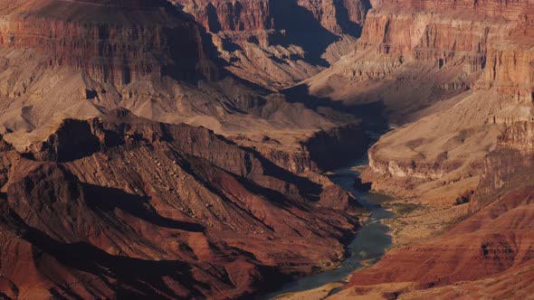 Gorge Of Grand Canyon National Park And Colorado River At Sunset Panorama