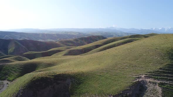 panorama of beautiful mountains in the Tashkent region. Zamin.