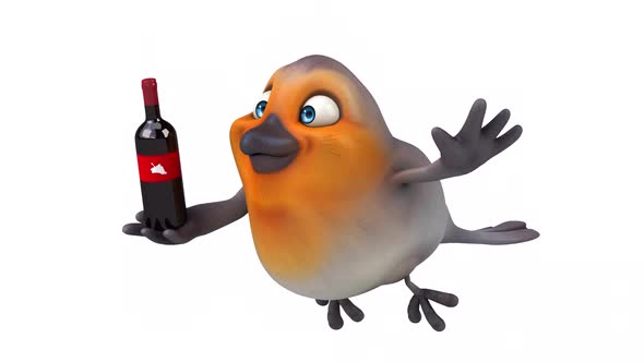 Fun 3D cartoon red robin with alpha