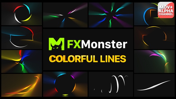 Colorful Flying Lines | Motion Graphics Pack alt