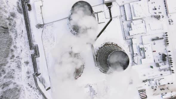 Highaltitude Flight Over the Power Plant Cooling Towers