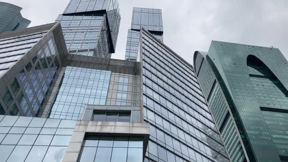 Facade of Modern Skyscraper with Glass Walls