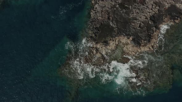 Aerial Survey Above the Atlantic Ocean in Tenerife, Canary Islands, the Rocks Los Gigantos