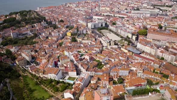 Lisbon in Portugal, aerial drone cityscape view 4k