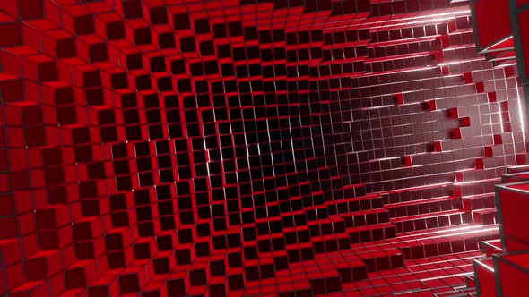 Circle Tunnel With Red Cubes Vj Loop HD