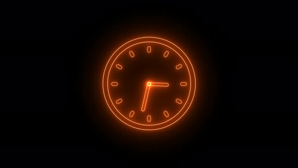 Brown Neon Clock Isolated Animated