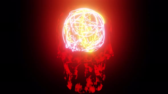 Rotated Red Skull With Bright Mind 4K