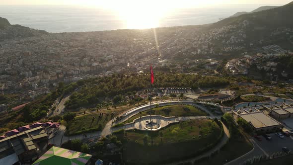 Aerial View Alanya Turkey  Resort Town Seashore