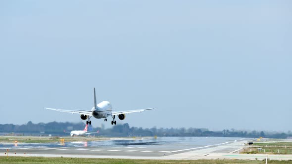 Commercial Airliner Landing at Barcelona International Airport