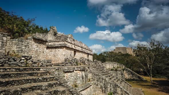 Time lapse of Ek Balam pyramid and buildings from Mayan ruins in Yucatan, Mexico.