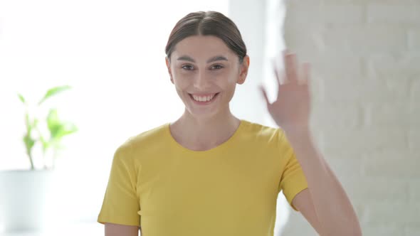 Portrait of Woman Waving, Welcoming