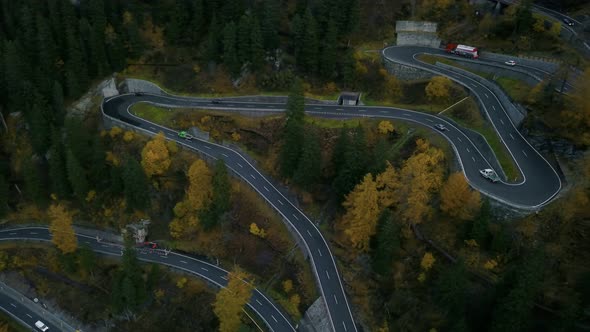 Maloja Pass Switchbacks Road in Mountains