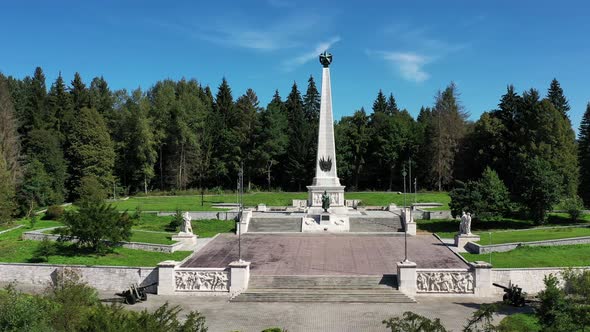 Aerial view of the Soviet Army Memorial in Svidnik, Slovakia