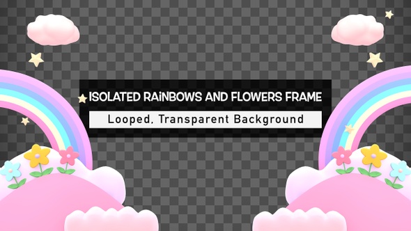Isolated Rainbows And Flowers Frame alt