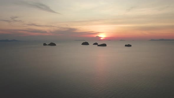 Beautiful sunset over the ocean in Koh Samui, Thailand. Five Islands scenic relaxation