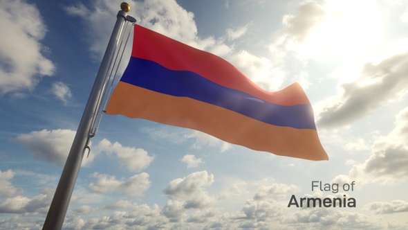 Armenia Flag on a Flagpole