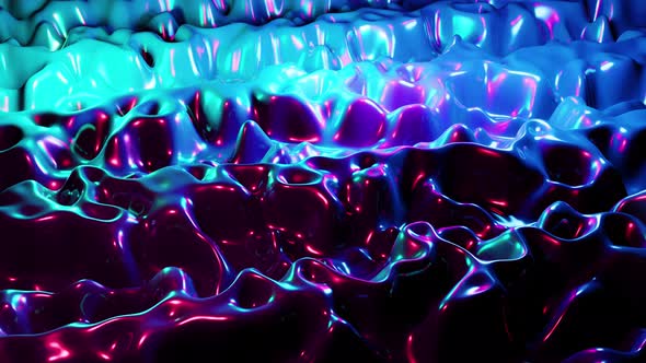 Concept Multicolor Liquid Pattern. Purple Blue Wavy Reflection Surface Macro