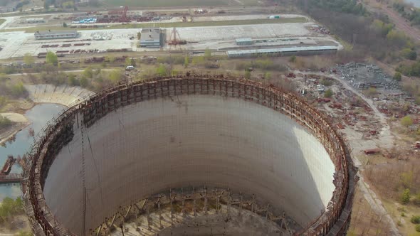 View Over the Cooling Tower Near Chernobyl NPP.