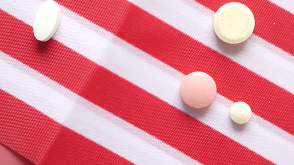 White Color Medical Pills Spilling on American Flag