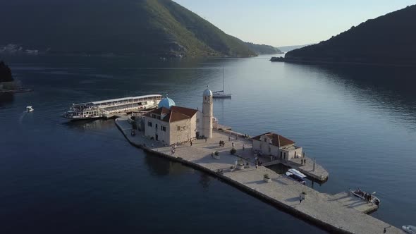 Aerial View Of The Our Lady Of The Rocks Church And Island Of Sveti Djordje