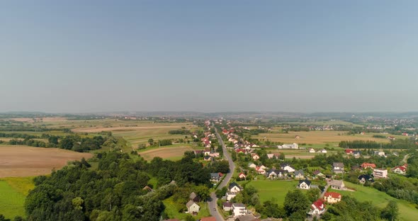 Aerial View of Small Village, View From Above