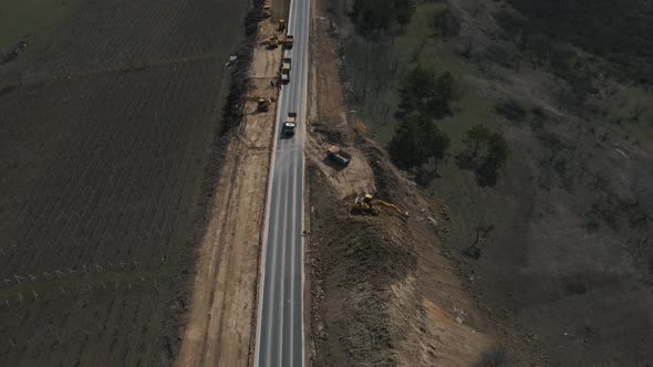 Aerial View Of Repair the Road