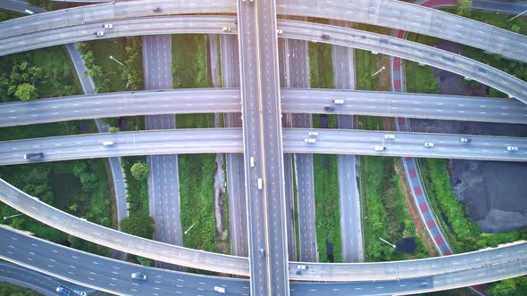 4K : Aerial view and top view of traffic on city