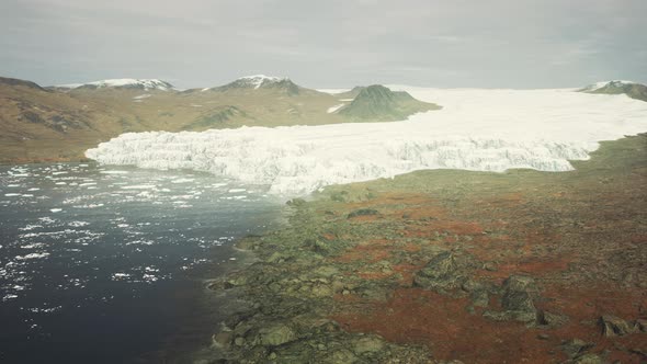 Big Glacier in Mountains in Alaska at Summer