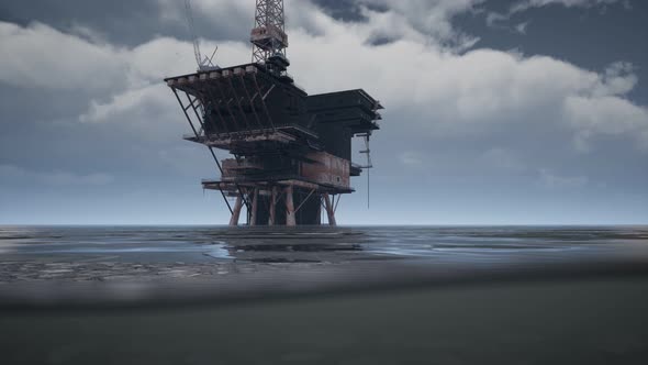 Large Pacific Ocean Offshore Oil Rig Drilling Platform