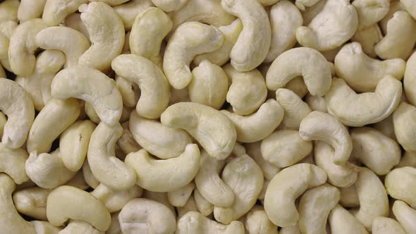 Top View of Fresh Rotating Cashews