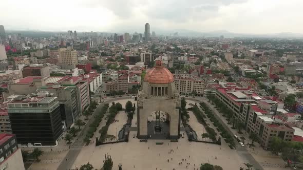 The Revolution Monument Aerial Drone View Mexico City