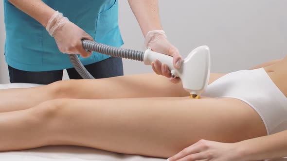 Slender Woman Get Hair Removal Procedure on Legs