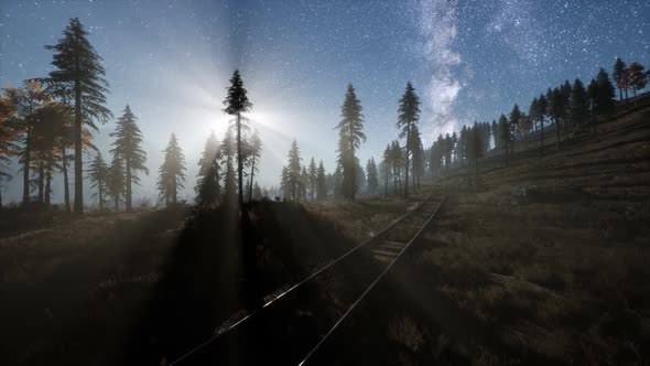 The Milky Way Above the Railway and Forest