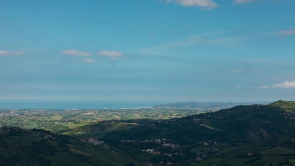 Time lapse looking out over San Marino towards the sea