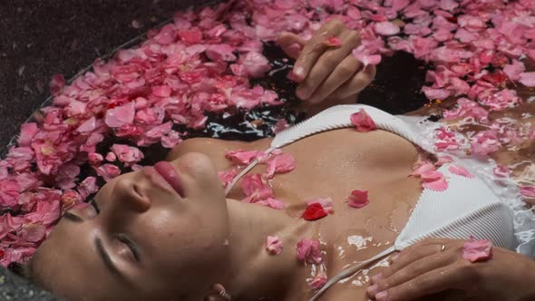 Young Woman in Flower Bath