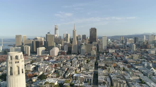 Aerial view of San Francisco and the Coit Tower