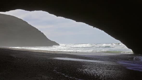 Natural Arch on Legzira Beach in Morocco, Africa