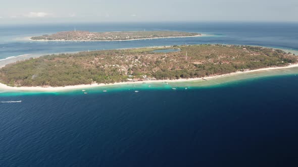 Drone Flight Zoom Out Over One Of The Gili Islands