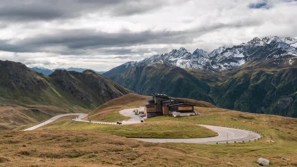 Glossglockner High Alpine Road in Austria Alps. Famous Road in Autumn Scenery with High Mountains .