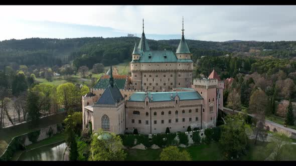 Aerial view of Bojnice castle in Slovakia