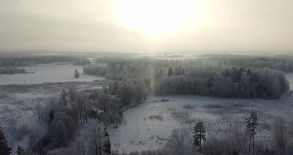 Aeria Winter Frosty Landscape