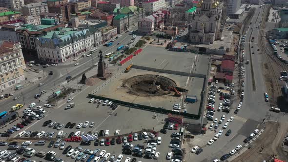 Aerial Footage of the Square of the Soviet Power Fighters