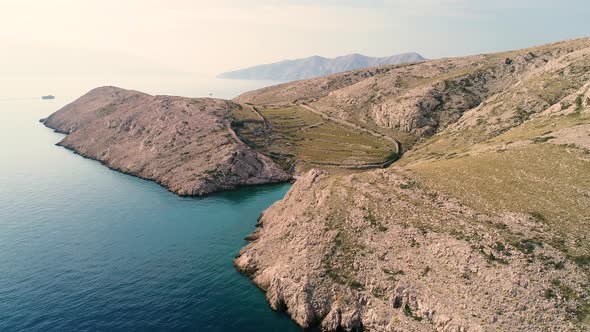 Aerial view of Vela luka bay during the summer, Baska, Croatia.