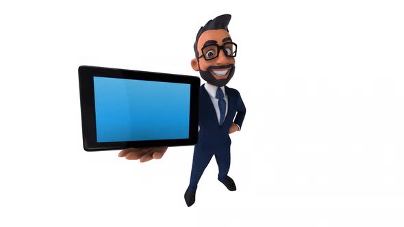 Fun 3D cartoon animation of an indian businessman