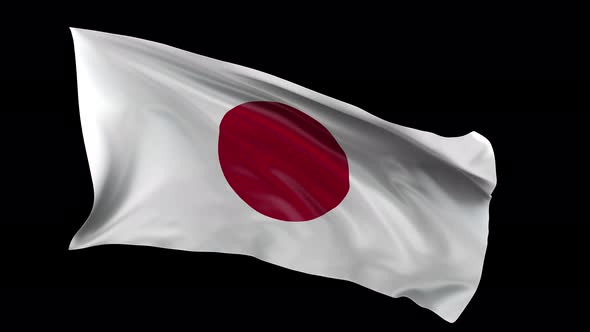 Japan Flag Waving Continuously in the Wind