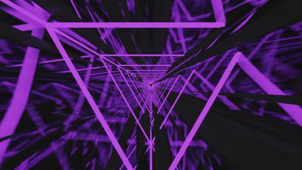 Abstract vj seamless loop neon purple laser triangle tunnel.