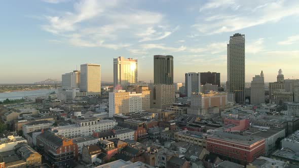 Aerial view of skyscrapers and buildings alt